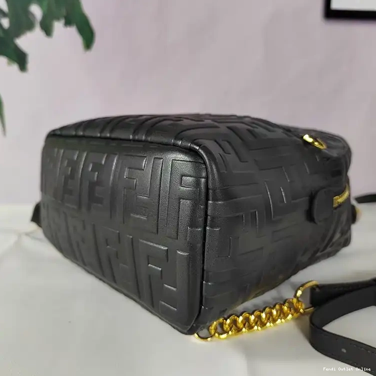Cheap Motif Leather Backpack FF In Black Nappa Fendi Mini 0603